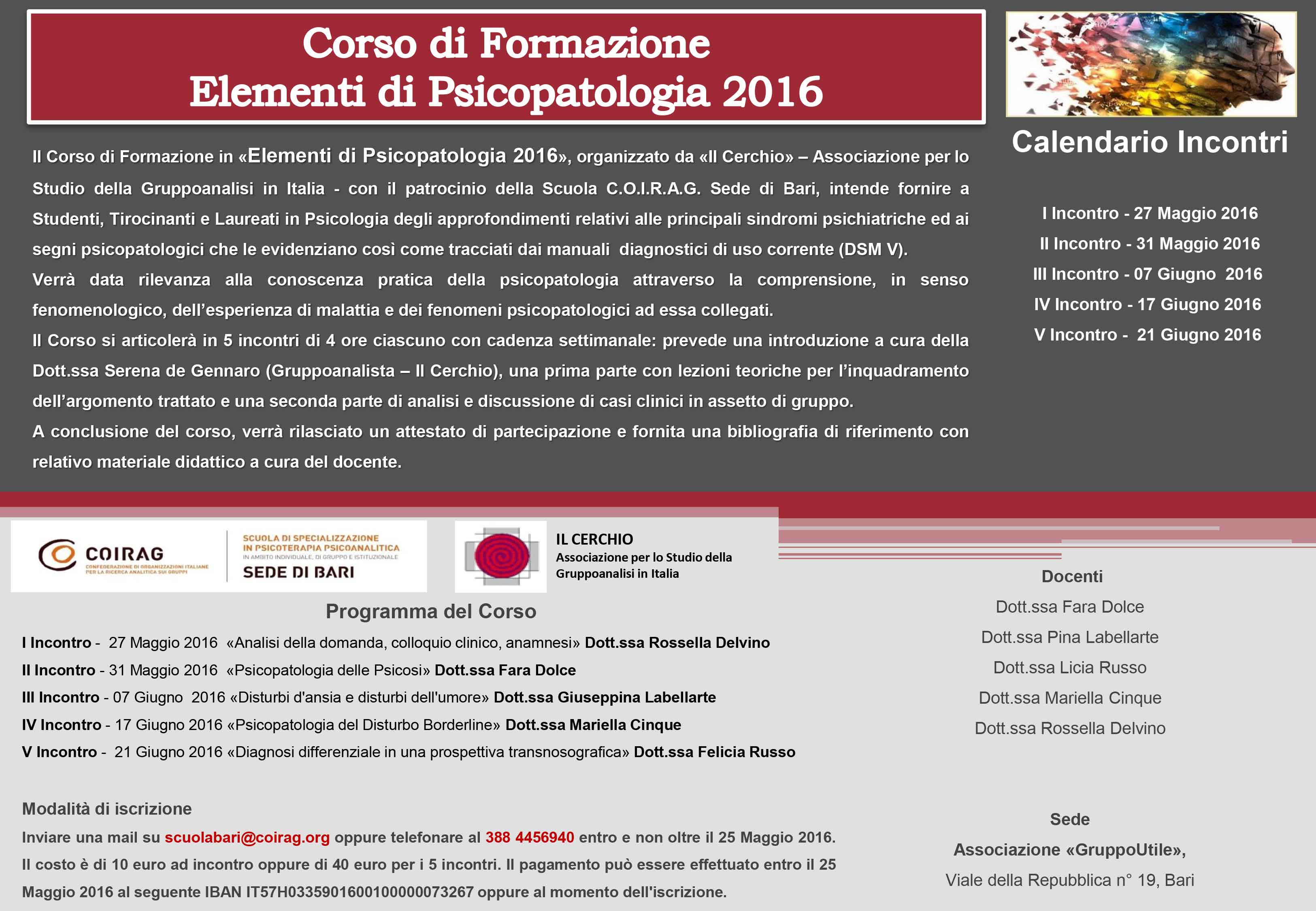 corso formazione elementi psicopatologia